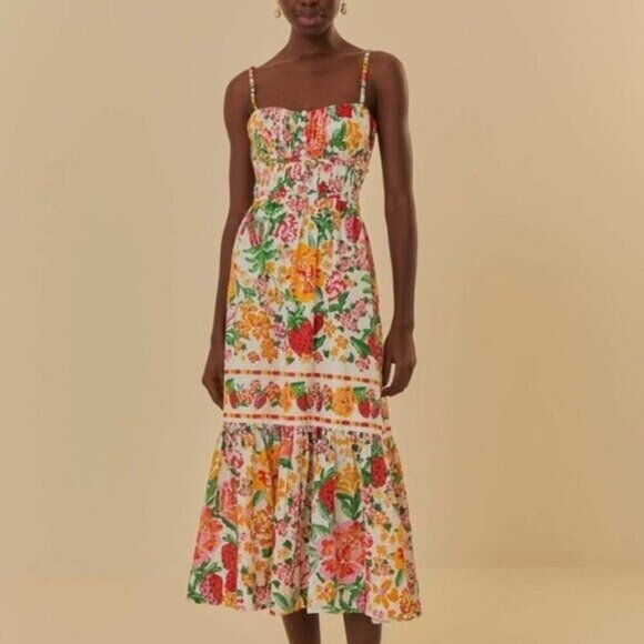 Farm Rio Sketch Midi Dress - Size Large - Picture 1 of 3